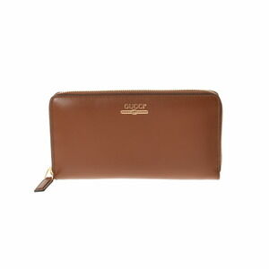 Gucci Brown Zip Around Leather Long Wallet